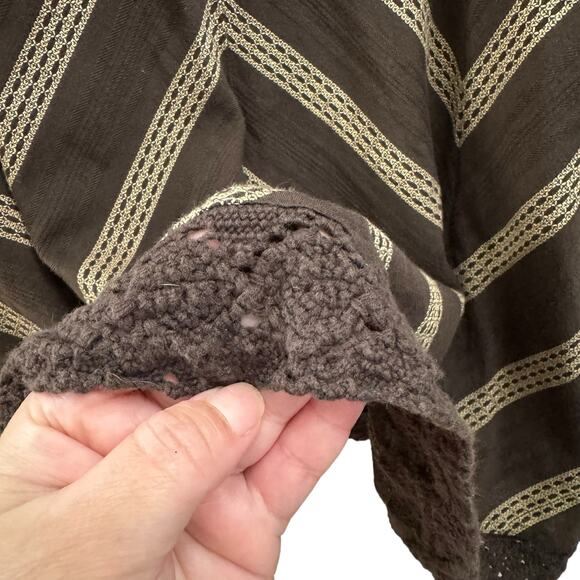 Ann Taylor Brown Chevron Crochet Lace Hem Skirt - Picture 5 of 8